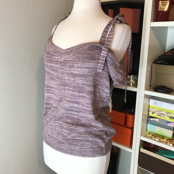 Flirty Pink Marbled Off Shoulder Knit Bow Top - Picture 4 of 8